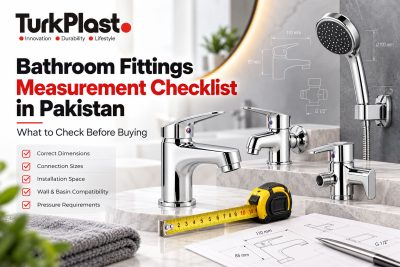 Bathroom fittings measurement checklist for Pakistani homes.